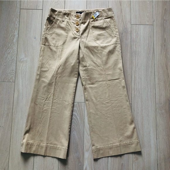 Vintage Theory Wide Leg Capris Pants in Beige - Picture 1 of 12